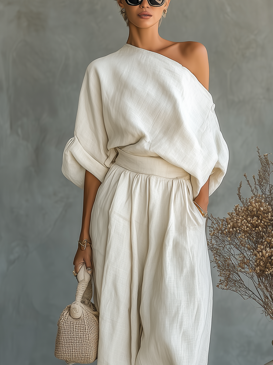 Thessaly | Women's Off-Shoulder Long Sleeve Two-Piece Ensemble