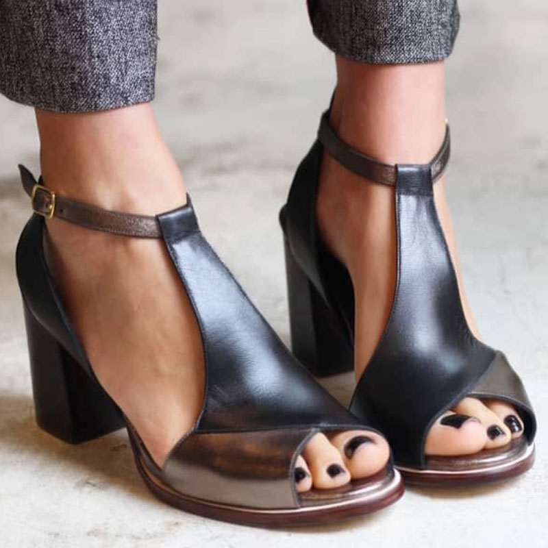 Tiana | Women's Block Heel Sandals with Peep Toe Design
