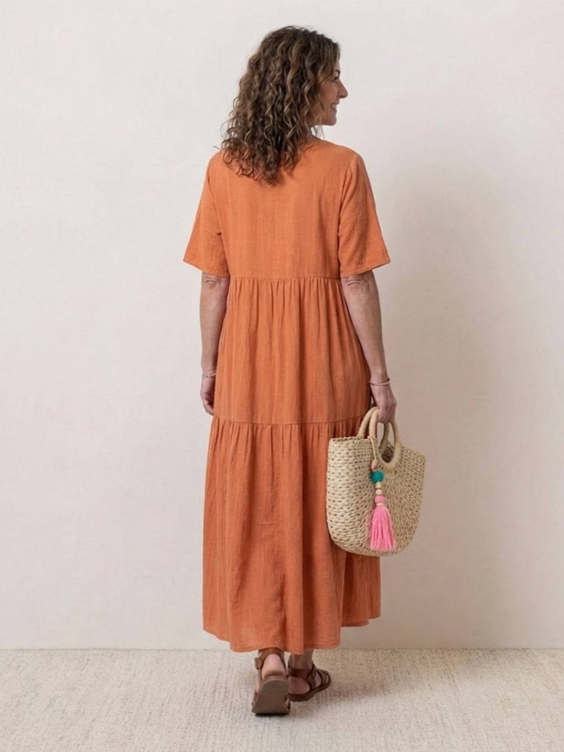 Sienna | Women's Short Sleeve V-Neck Tiered Maxi Dress