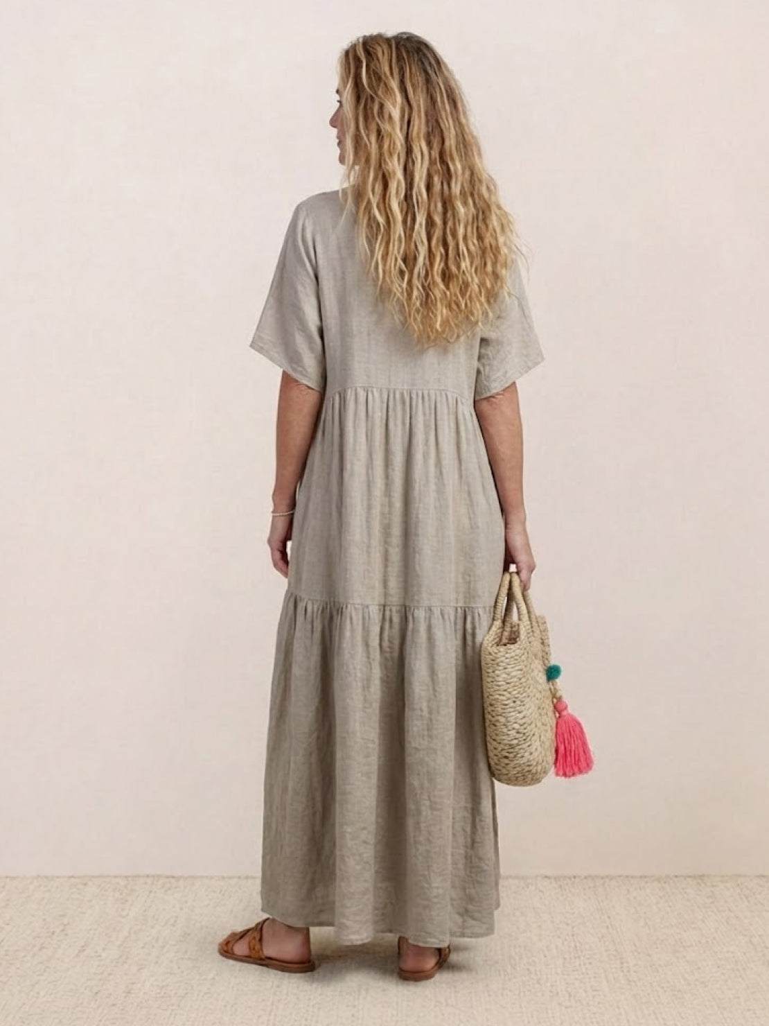 Sienna | Women's Short Sleeve V-Neck Tiered Maxi Dress
