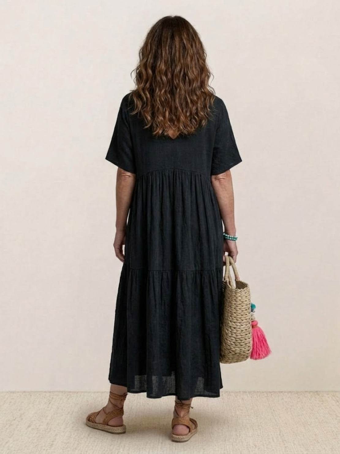 Sienna | Women's Short Sleeve V-Neck Tiered Maxi Dress