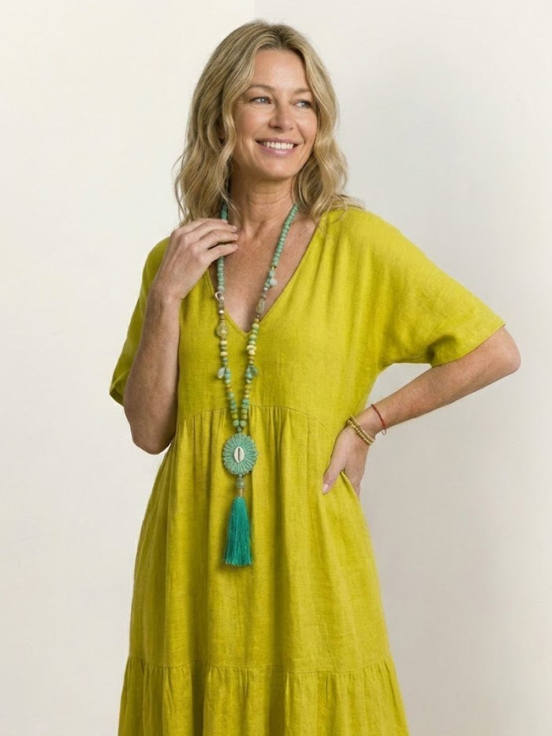 Sienna | Women's Short Sleeve V-Neck Tiered Maxi Dress