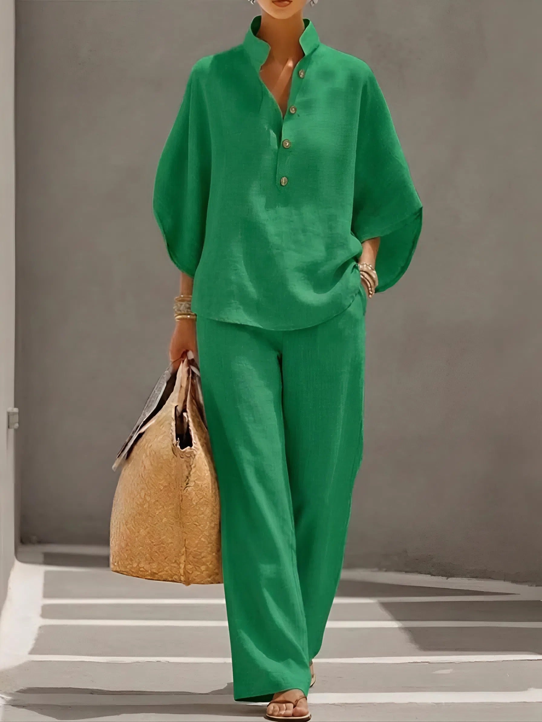 Valentina | Women's Wide Leg Button-Up Ensemble