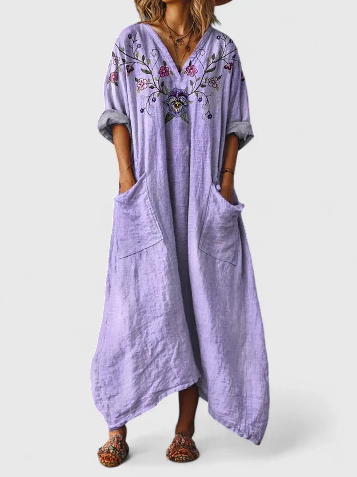 Valentina | Women's V-Neck Maxi Dress with Paisley Print