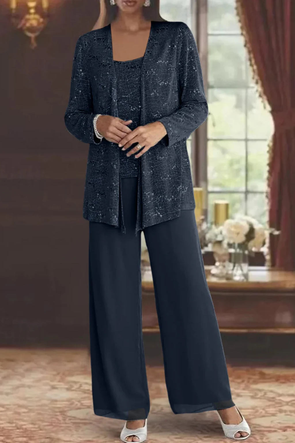 Veronica | Women's Three-Piece Wide-Leg Pant Suit with Jacket