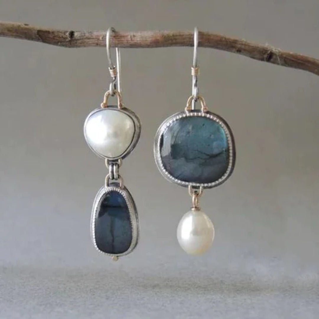 Azura™ | Classic Blue Gem & Pearl Earrings
