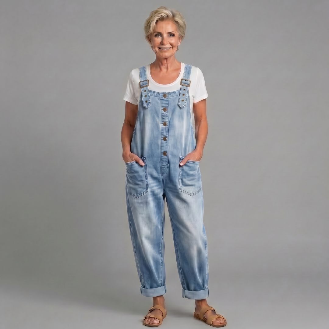 Winifred | Women's Button-Up Wide Leg Overalls