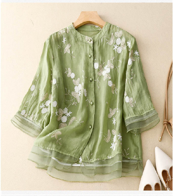 Kourtney™ | Elegant Floral Accent Blouse