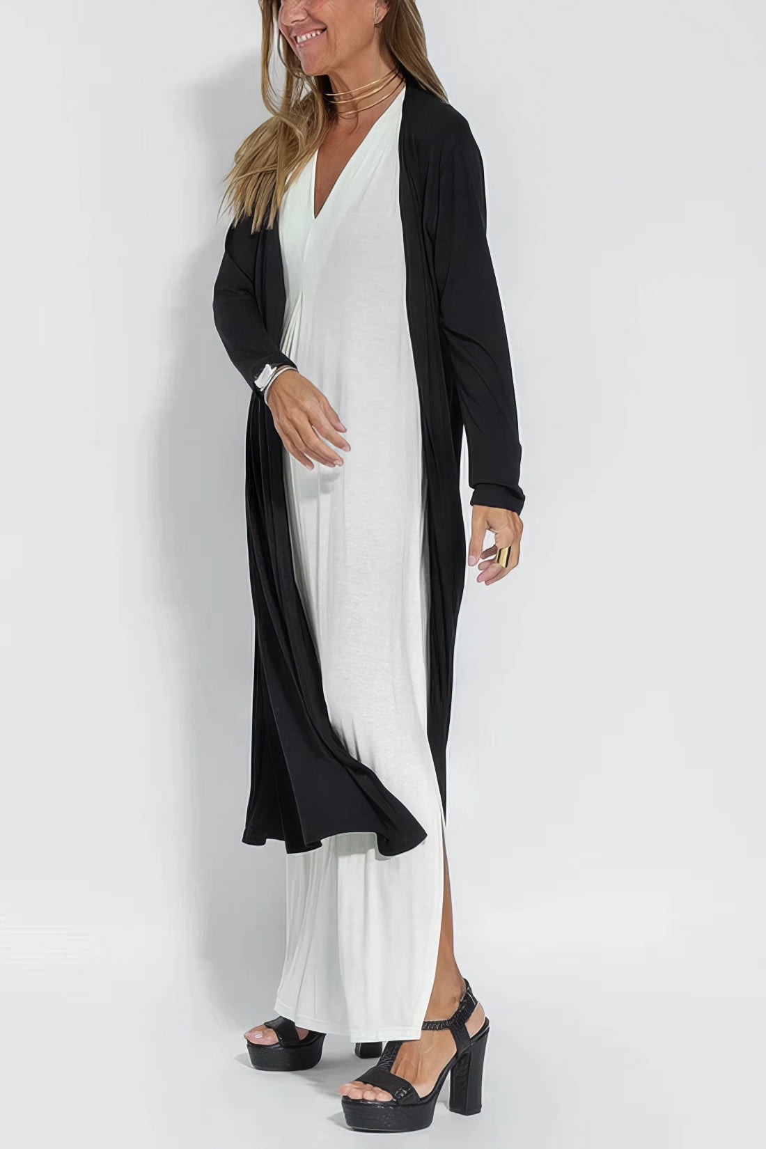 Juno™ | Stylish Long Dress with Matching Cardigan