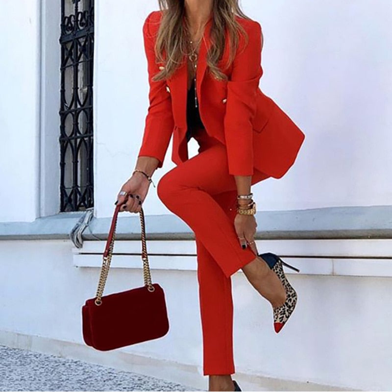 Zeliana | Women's Yellow Blazer Set - Two-Piece Ensemble