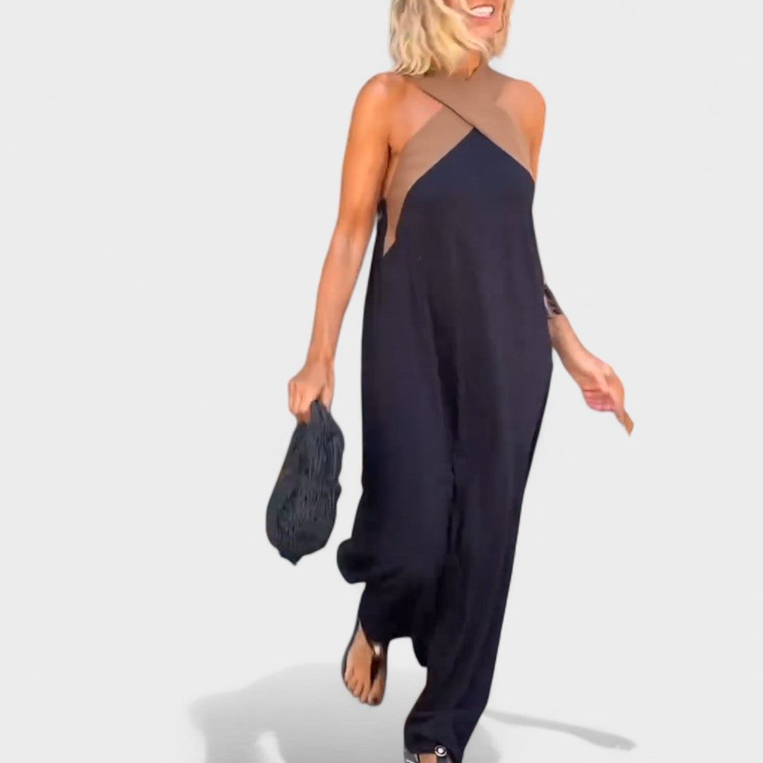 Sue™ | Chic Cross-Neck Maxi Dress