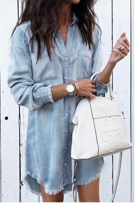 Brooke | Women's Long Sleeve Washed Casual Shirt Dress
