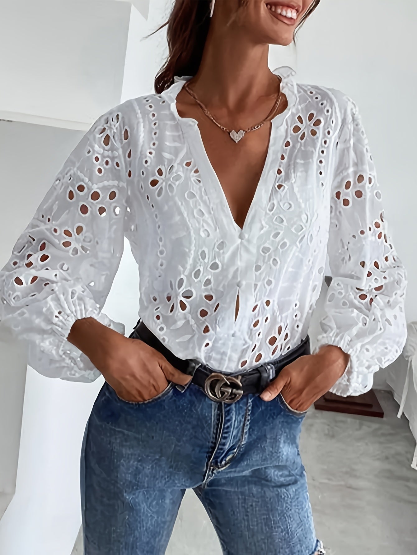 Elise™ | Long-Sleeve Floral Blouse