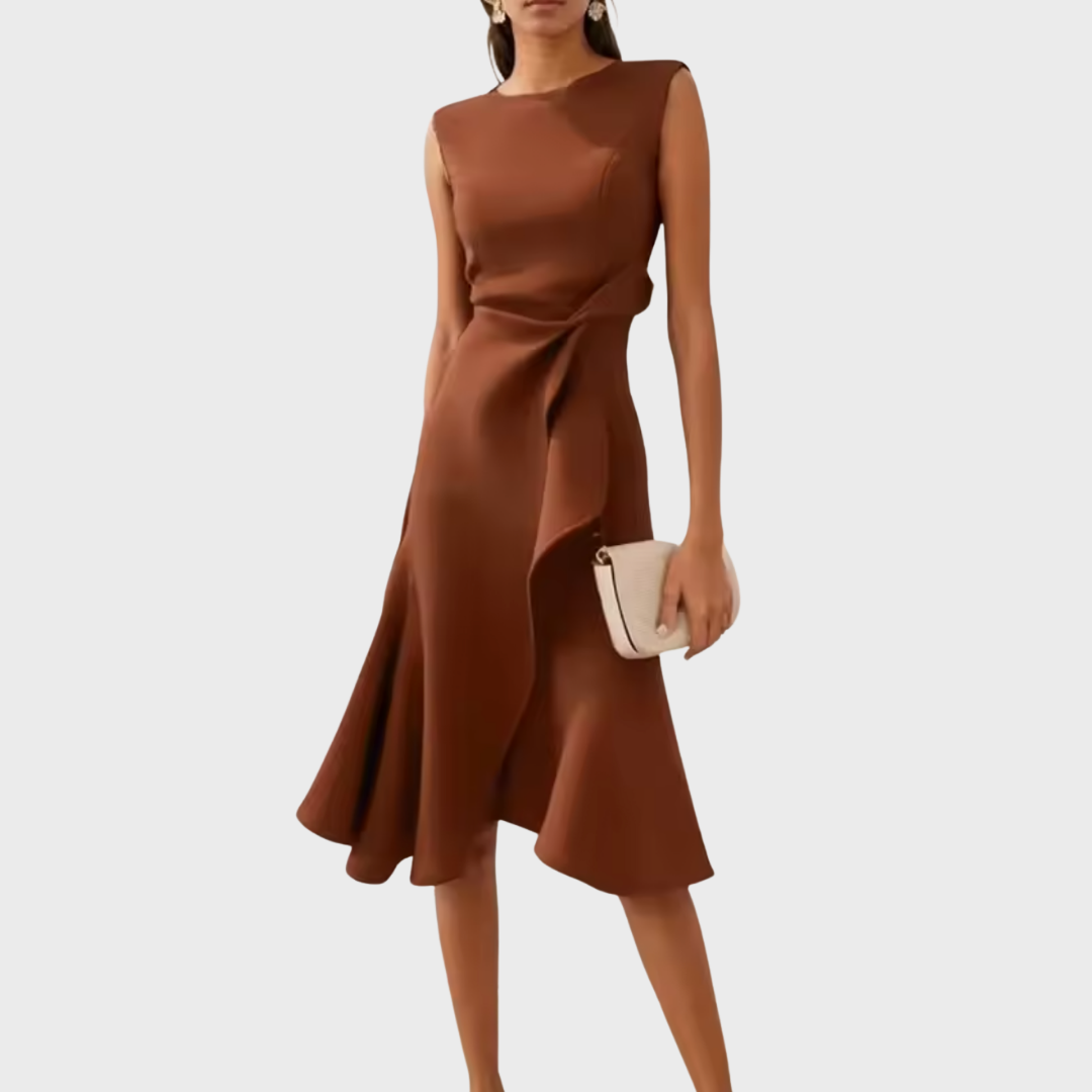 Sheila™ | Asymmetrical Draped Midi Dress