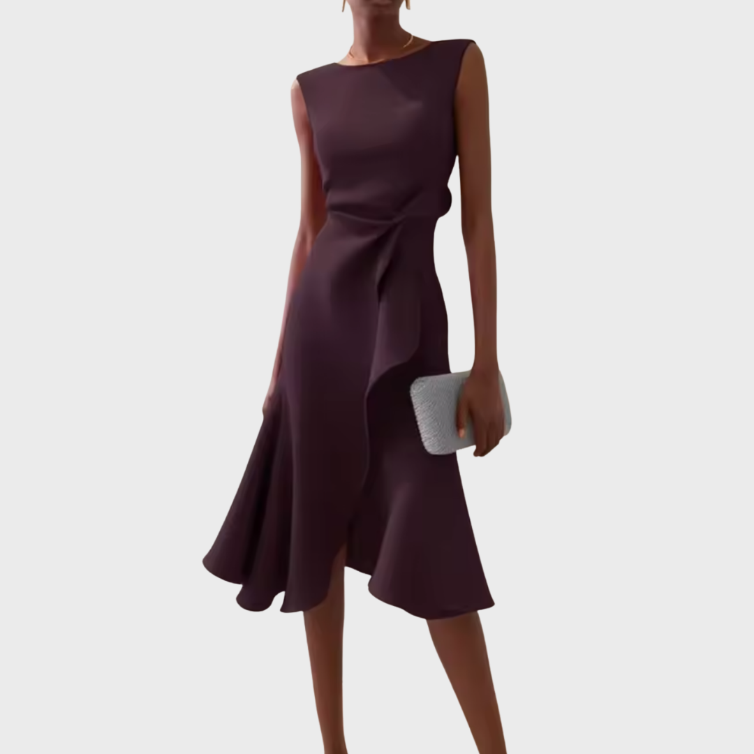 Sheila™ | Asymmetrical Draped Midi Dress