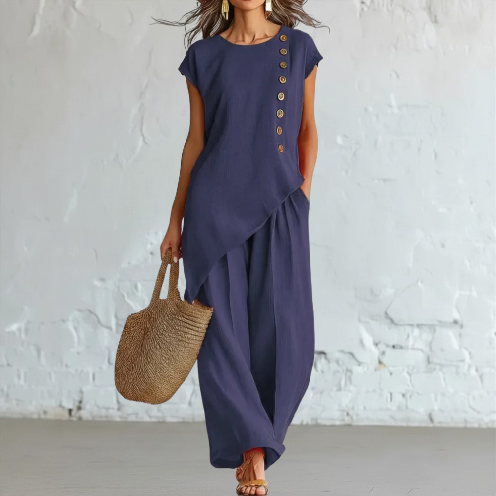 Relaxed Button-Detail Two-Piece Set