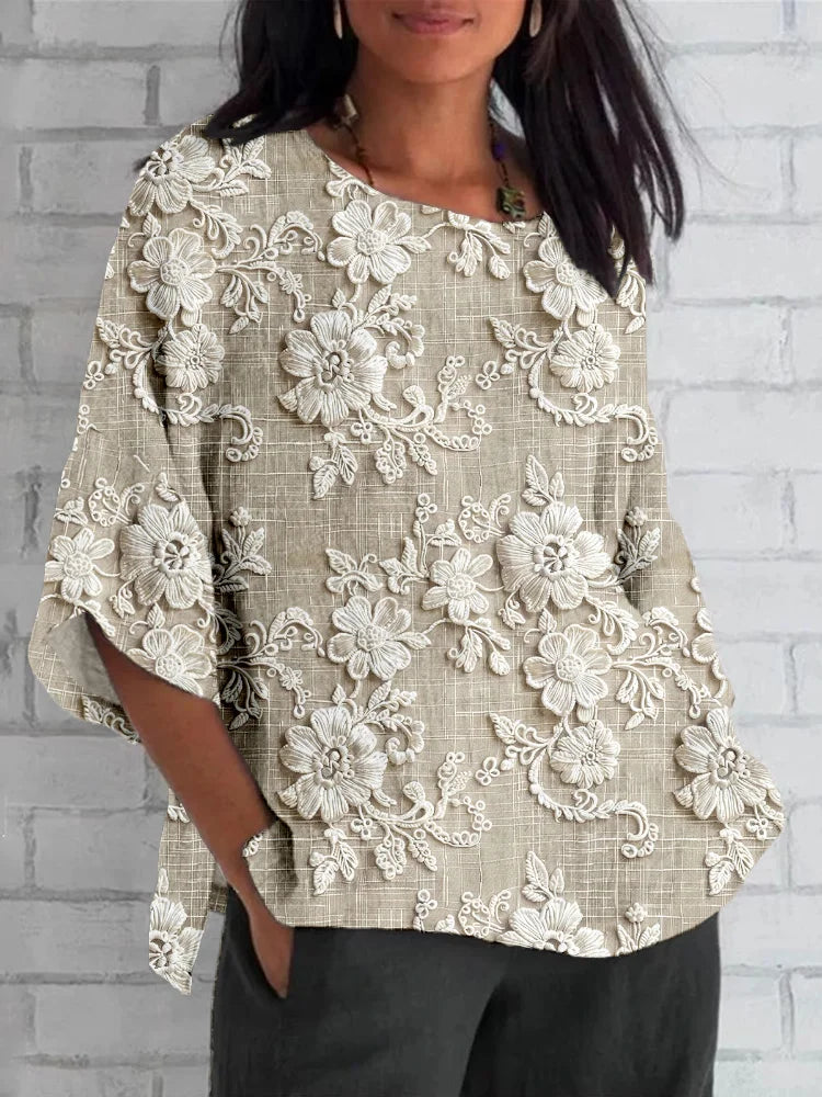 Diana™ | Retro Floral Easygoing Blouse