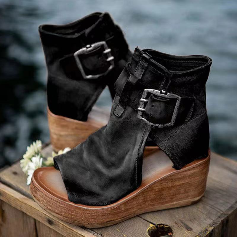 Dawn™ | Boho-Style Wedge Sandals with Buckle