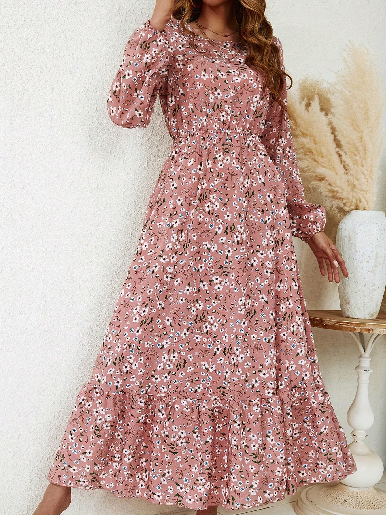 Flora | Women's Maxi Dress with Floral Print, Bishop Sleeves, and Smocked Waist