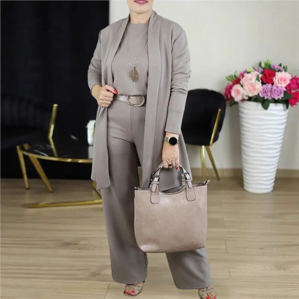 Relaxed Three-Piece Wide-Leg Set