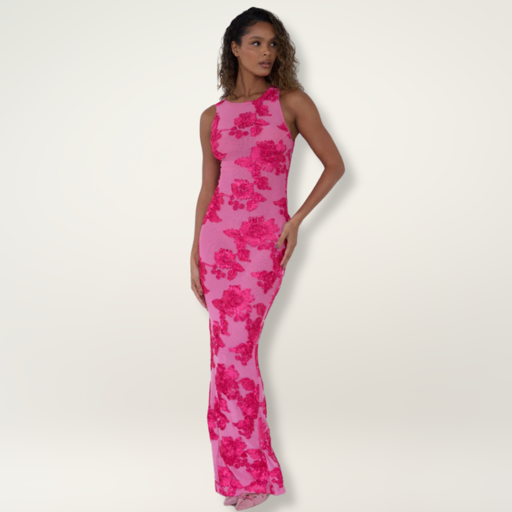 Lily™ | Chic Maxi Dress Featuring a Pink Floral Print