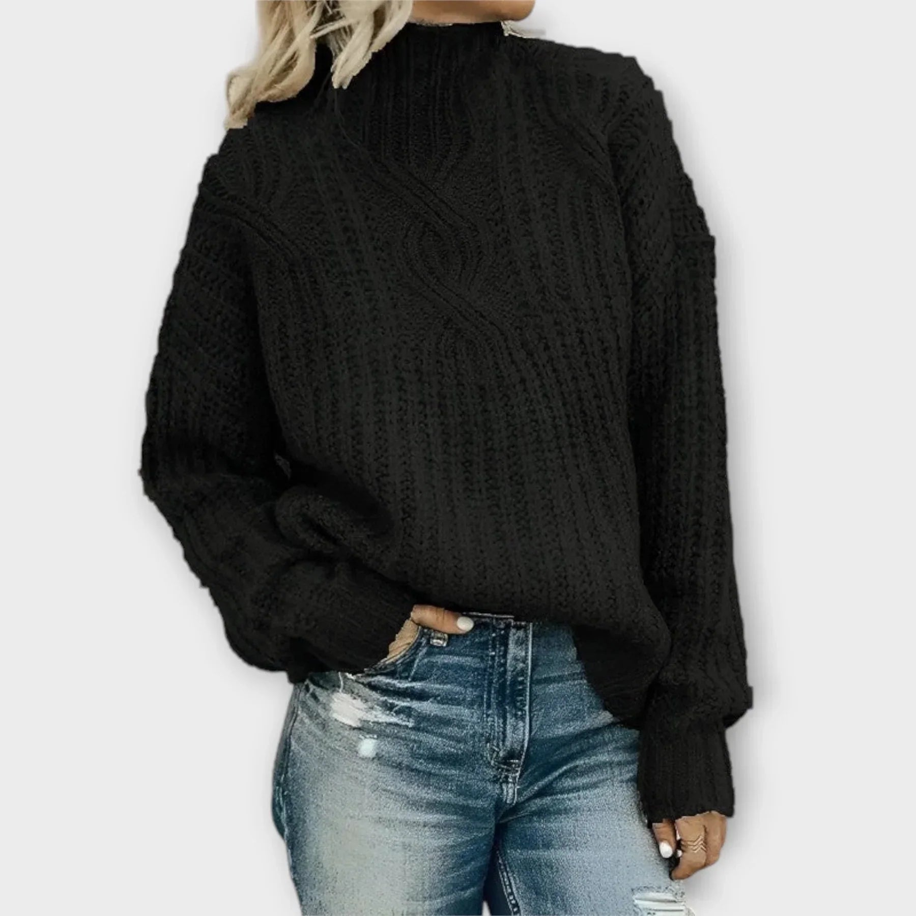 Liv™ | Contemporary High-Neck Knit Sweater