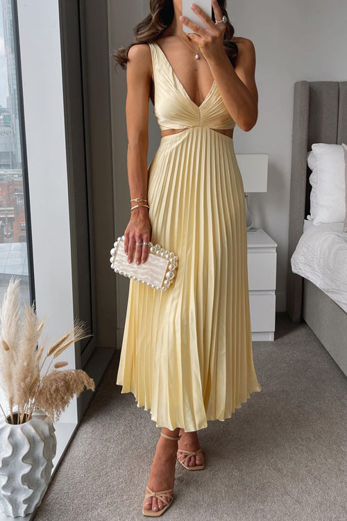 Elle | Women's V-Neck Maxi Dress for Wedding Guests - Evening Wear