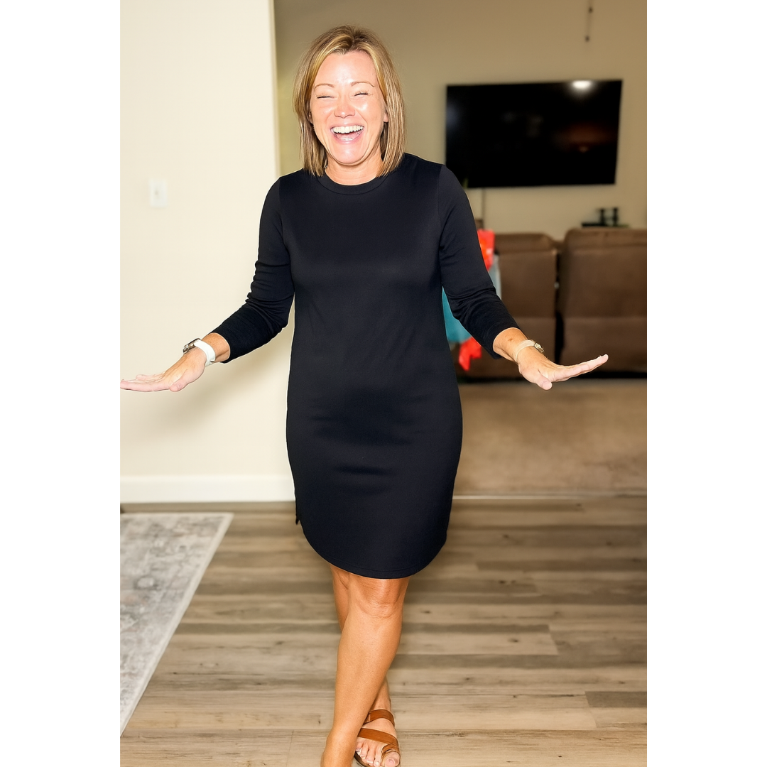 Alayah™ | Cozy Long Sleeve Round Neck Dress