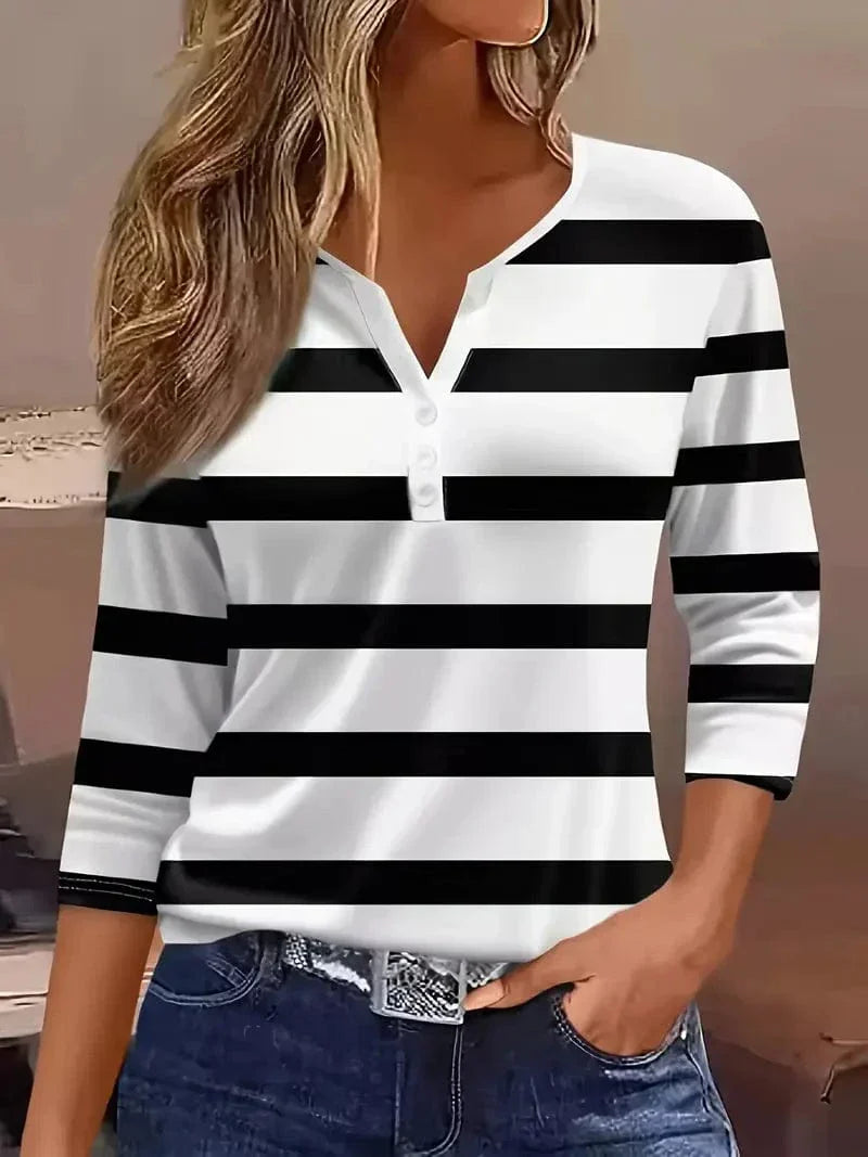 Amelia™ Striped V-Neck Blouse