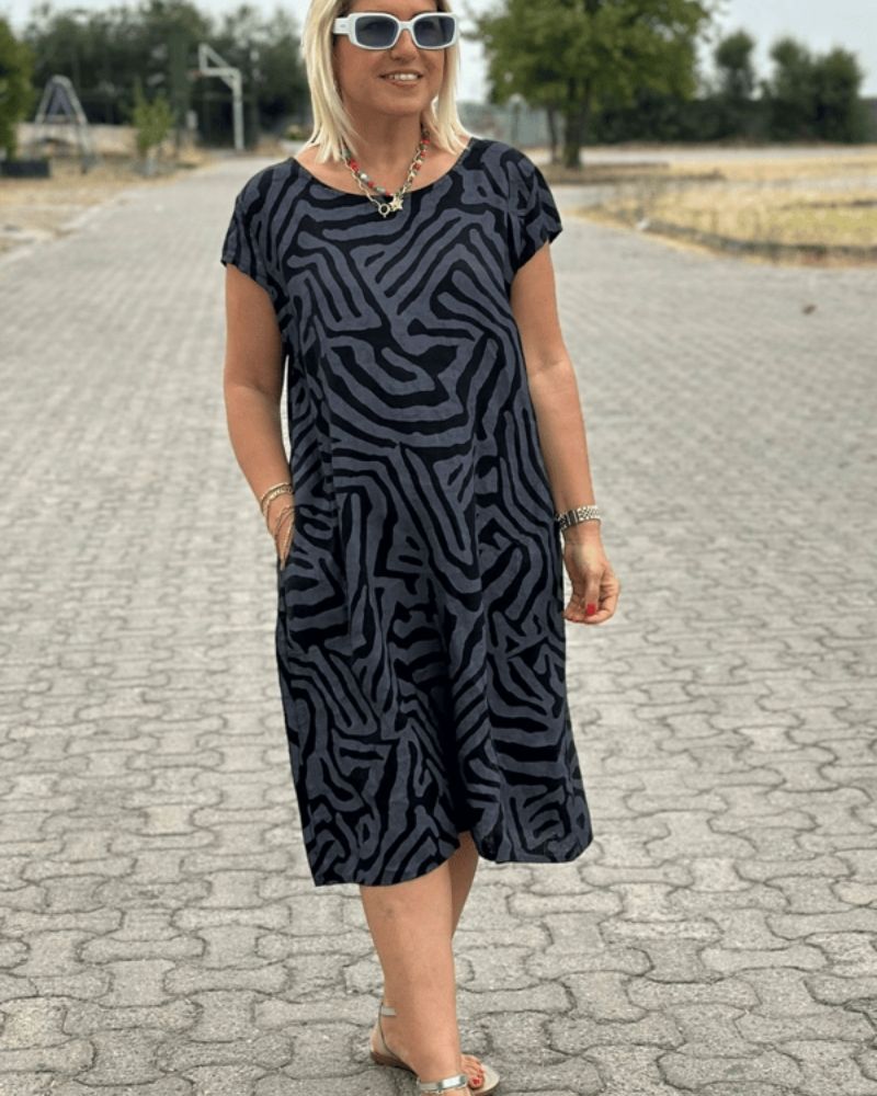 Christina™ | Elegant Printed Summer Dress with Round Neck