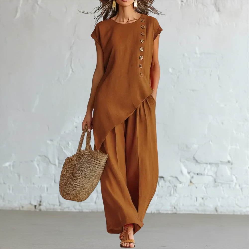 Relaxed Button-Detail Two-Piece Set