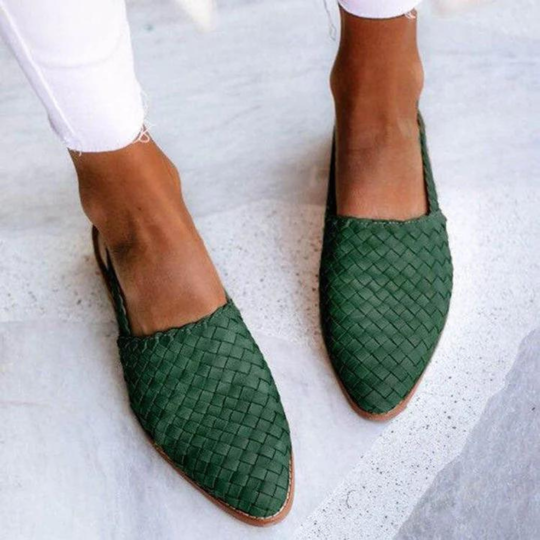 Donna™ | Chic Woven Vegan Leather Ballet Flats
