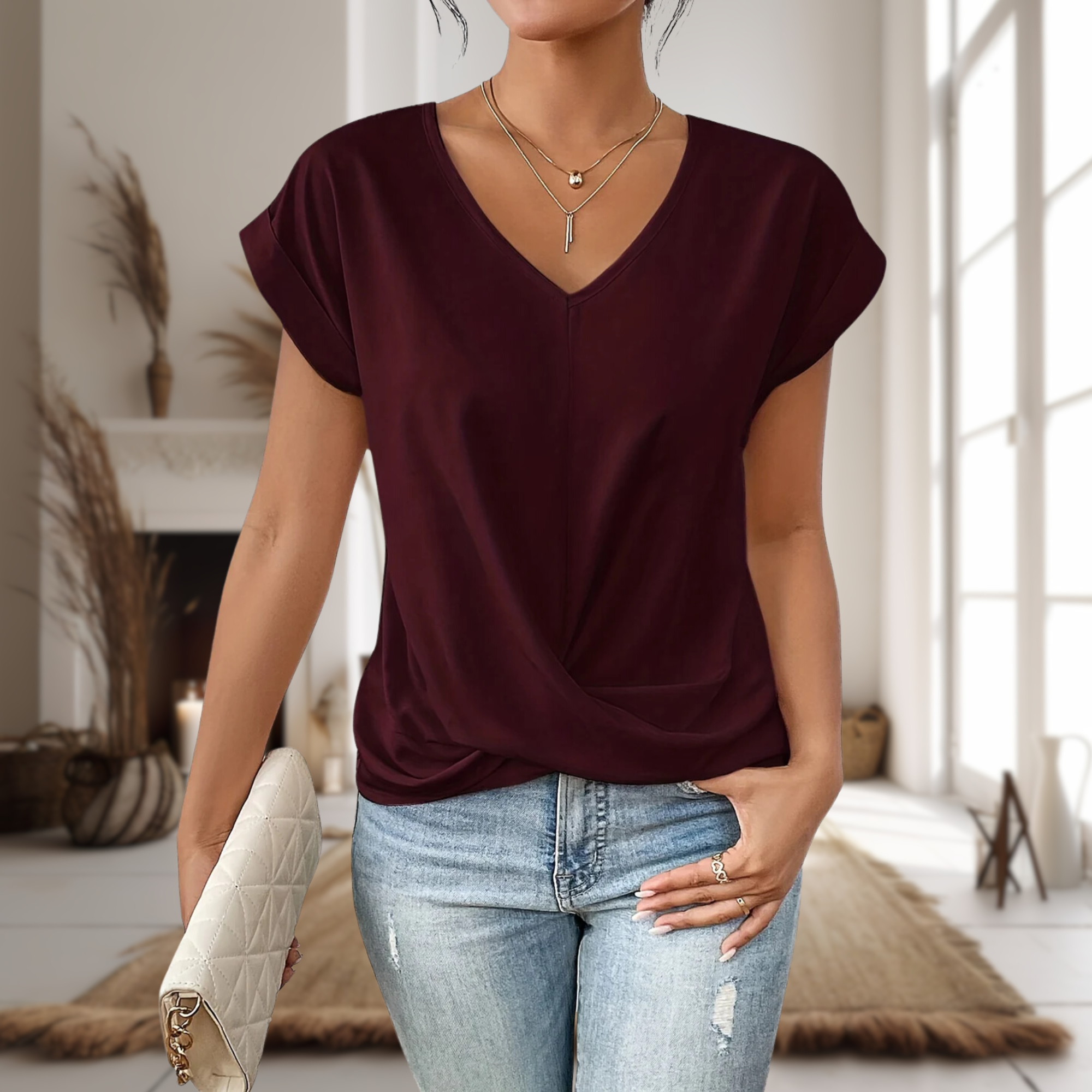 Elle™ | Relaxed Sweetheart Neck Tee