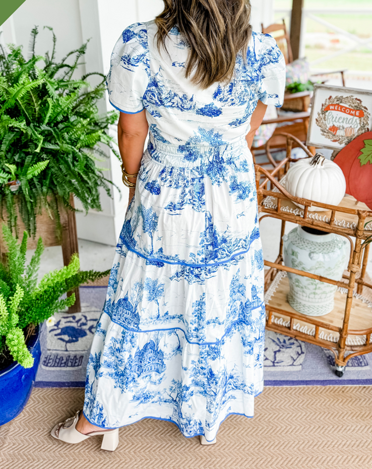 Camille™ | Elegant Toile Maxi Dress