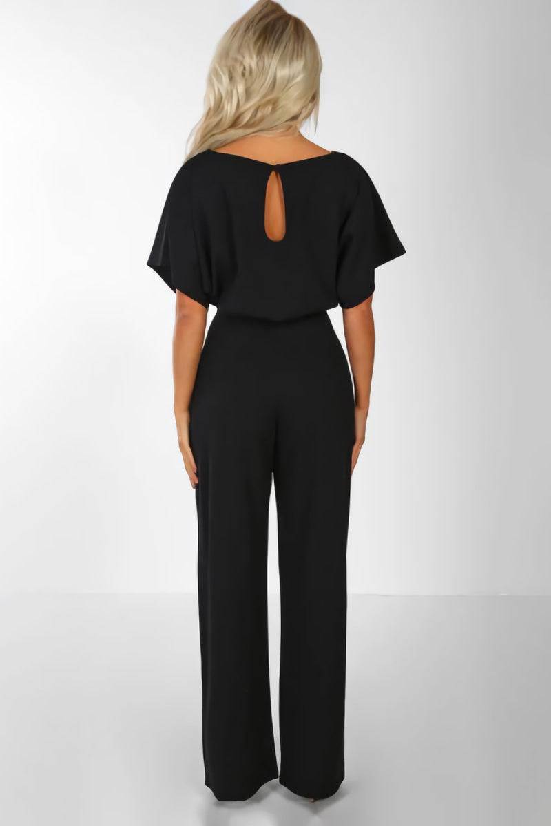 Stella | Women's Belted Wide-Leg Jumpsuit with Batwing Sleeves