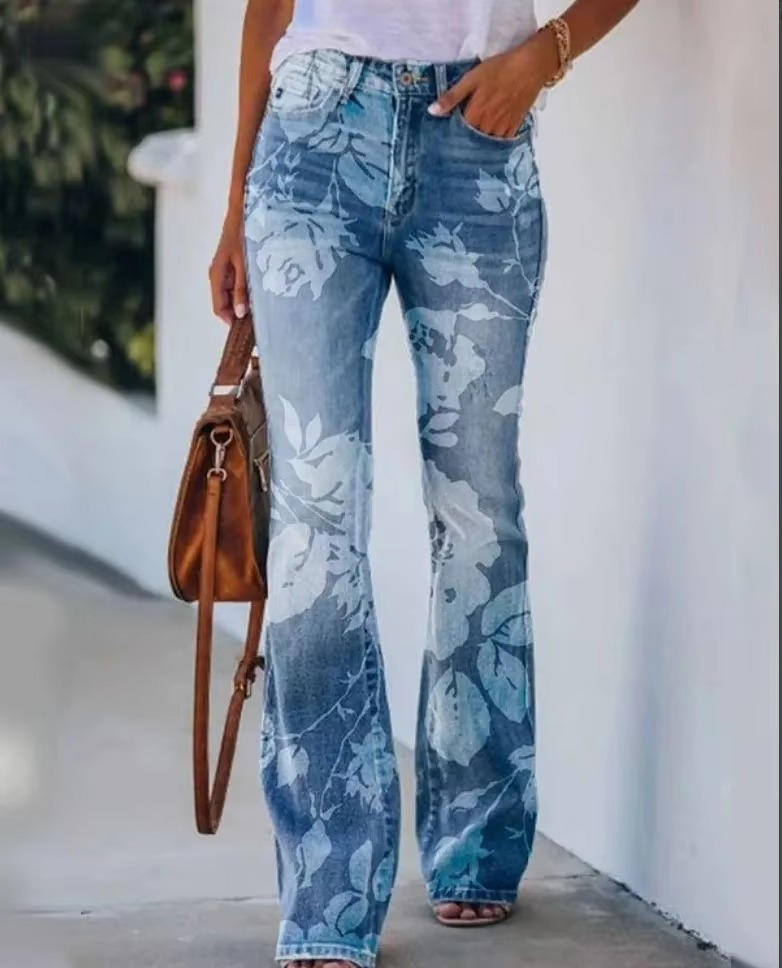 Meadow | Women's High-Waisted Floral Flare Jeans