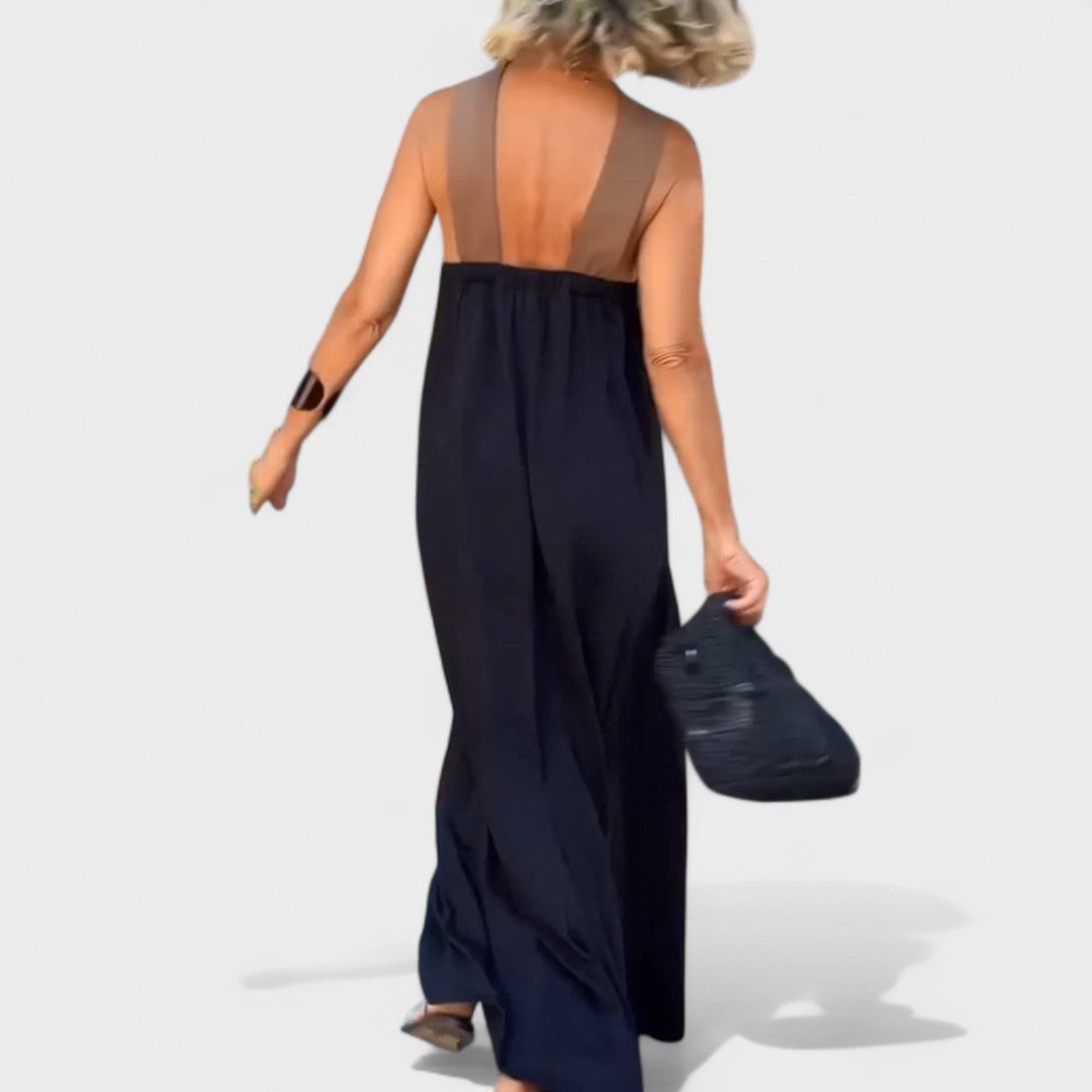 Sue™ | Chic Cross-Neck Maxi Dress