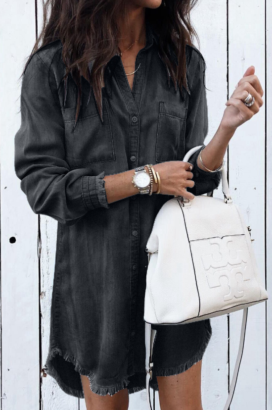 Brooke | Women's Long Sleeve Washed Casual Shirt Dress