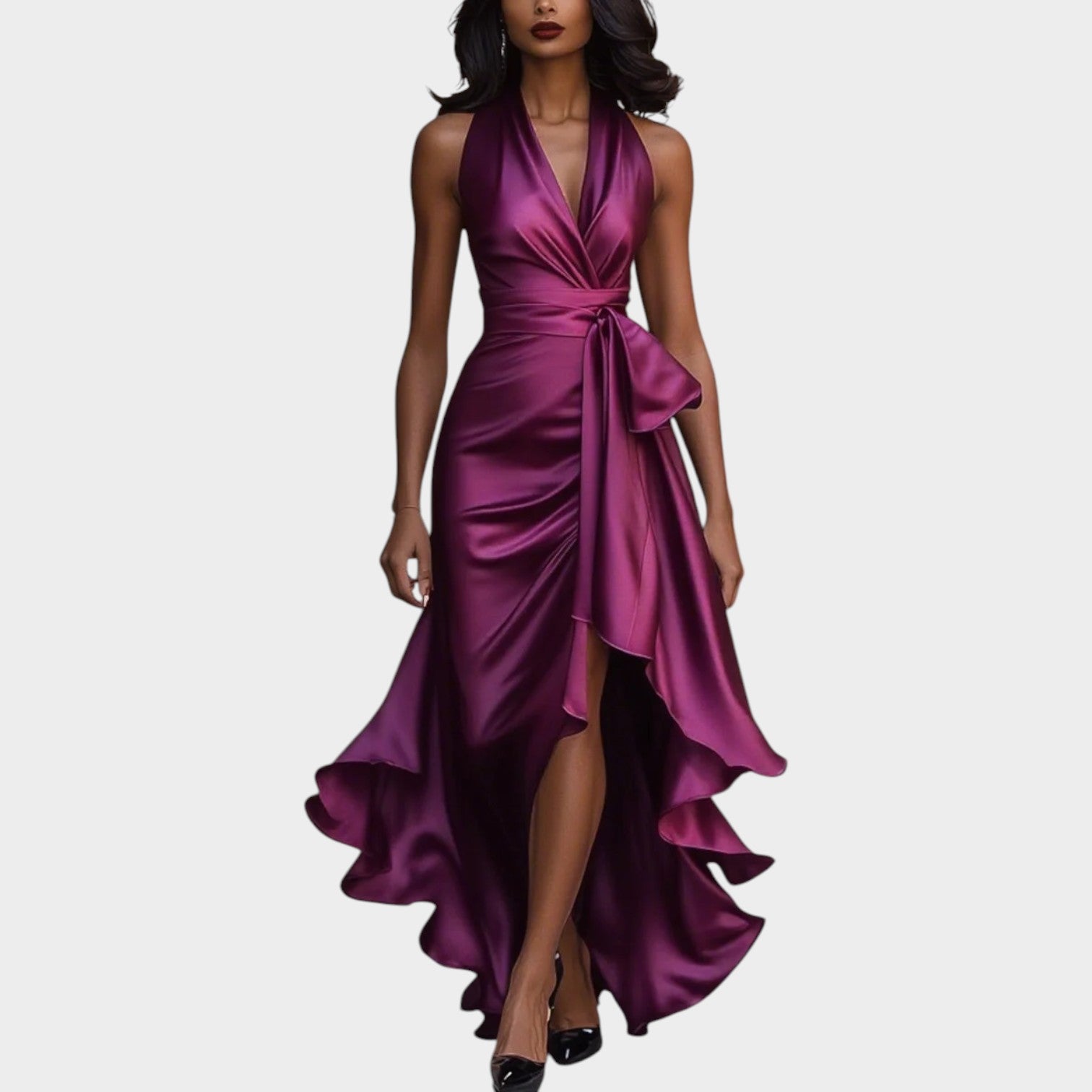 Elegant Halter Wrap Maxi Dress