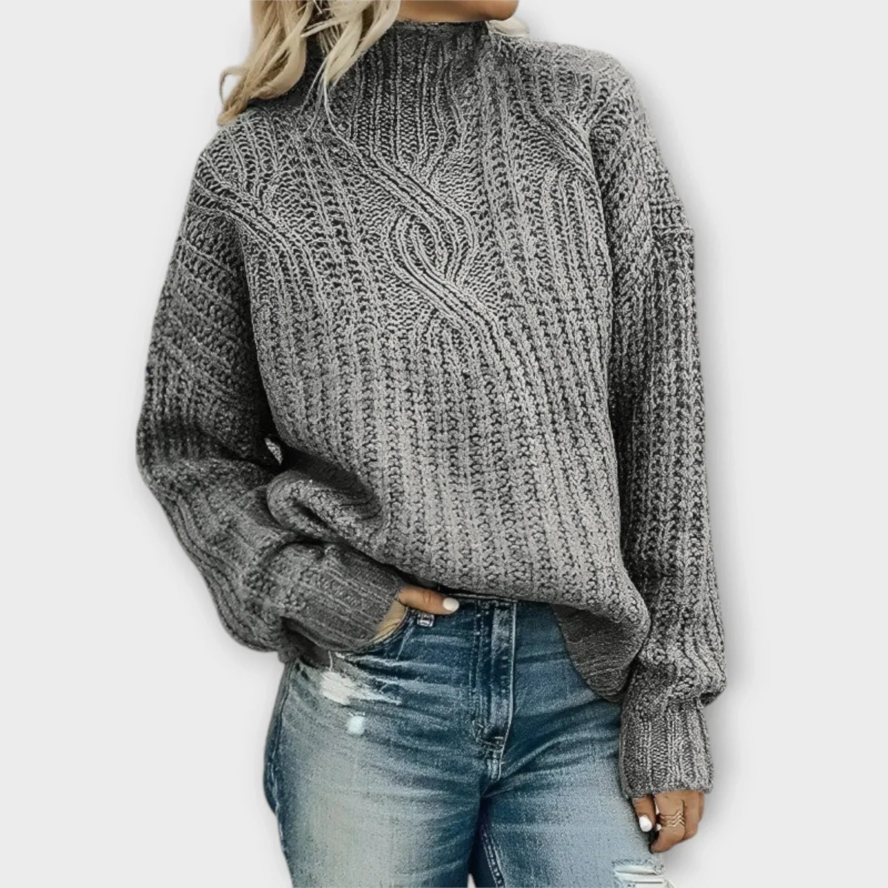 Liv™ | Contemporary High-Neck Knit Sweater