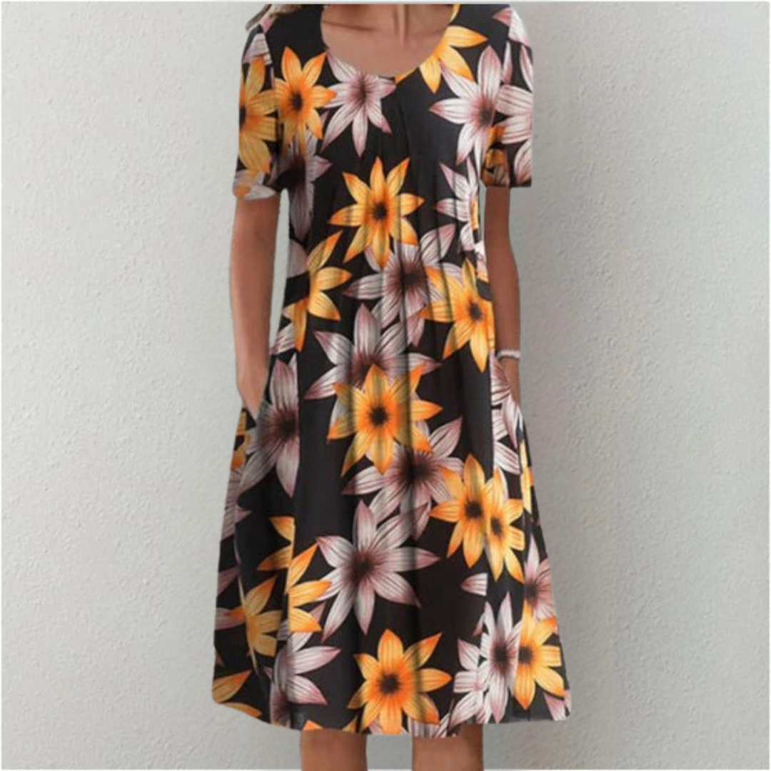 Gwendolyn™ | Chic Floral Dress with Pockets for Effortless Style