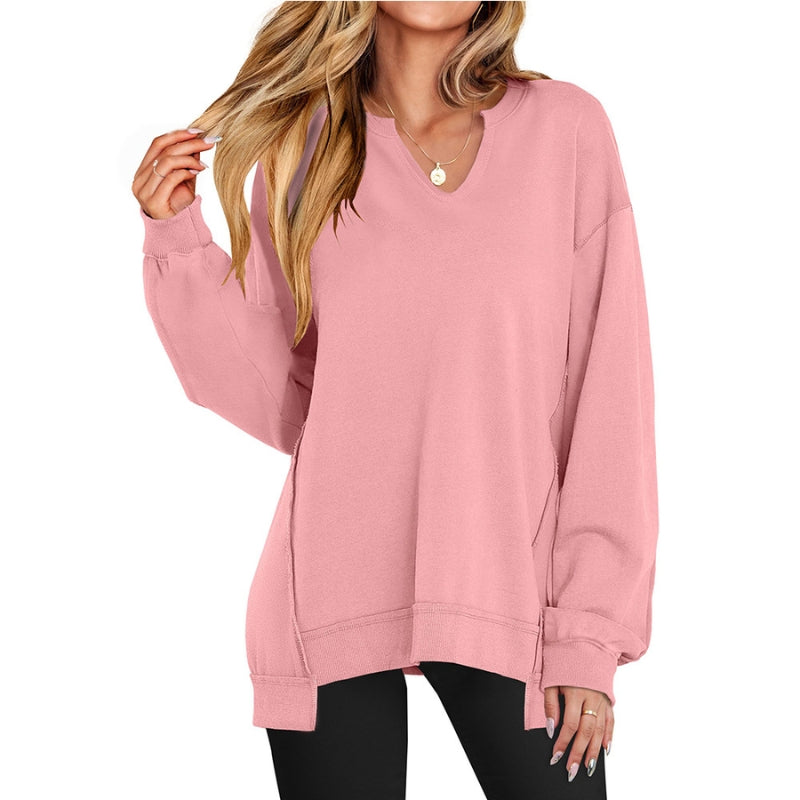 Ember | Women's Long Sleeve Oversized V-Neck Sweatshirt Tunic