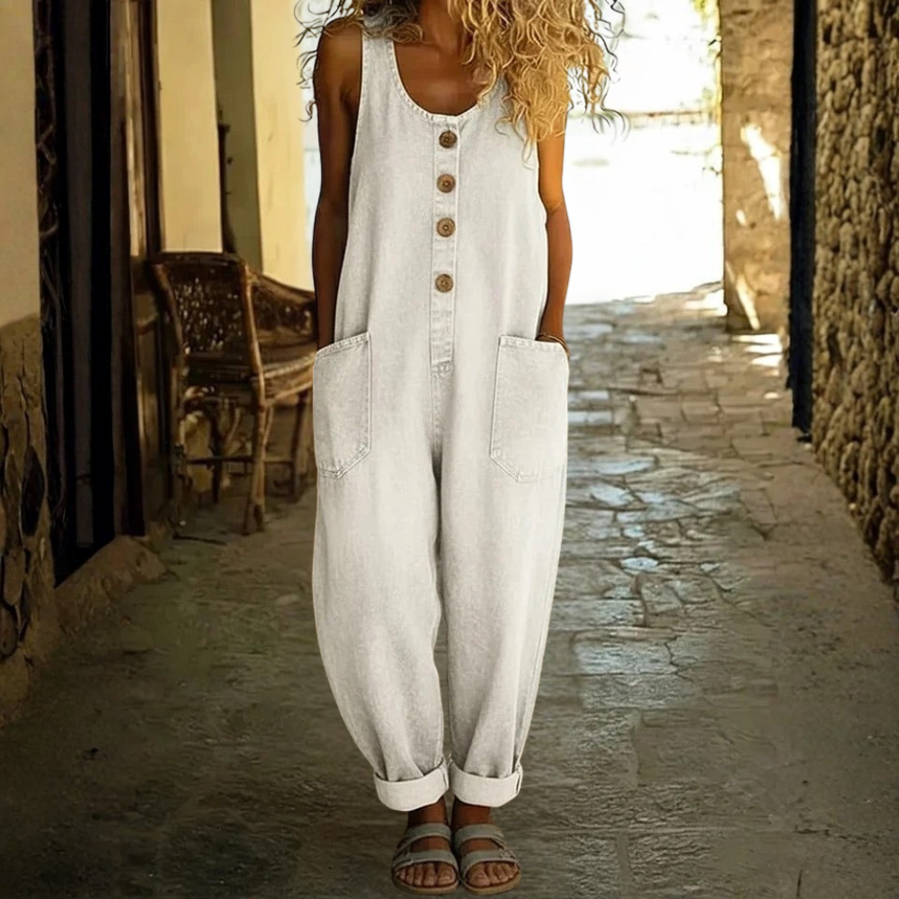Relaxed Wide-Leg Denim Jumpsuit