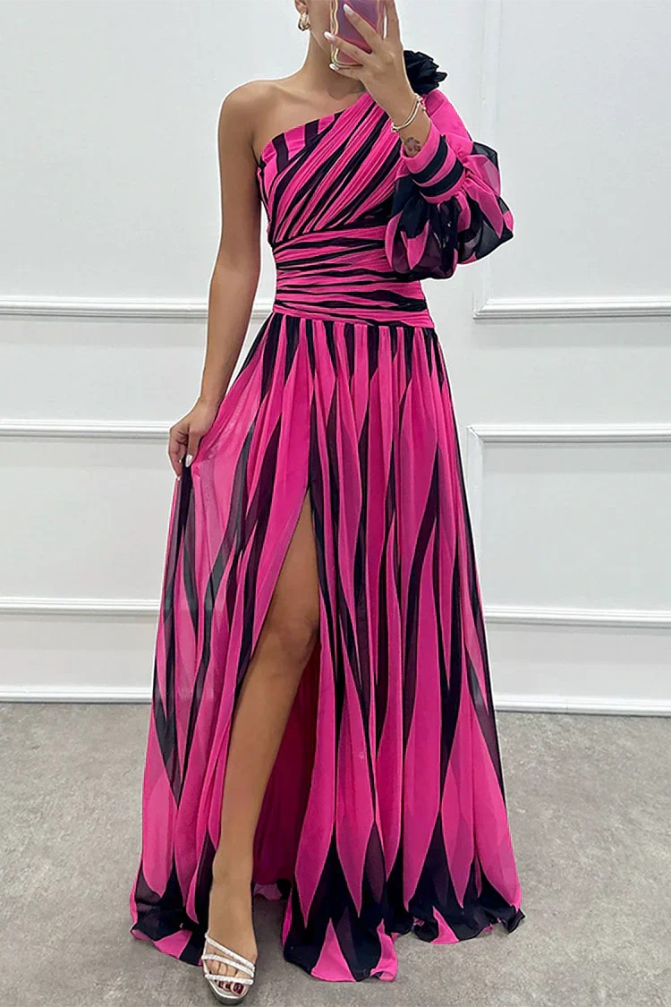 Bonnie™ | Chic Striped One-Shoulder Maxi Dress