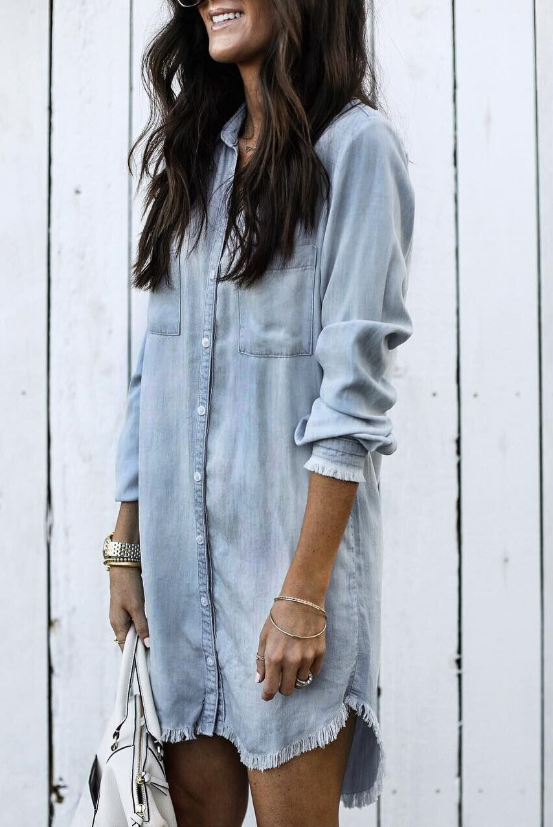 Brooke | Women's Long Sleeve Washed Casual Shirt Dress