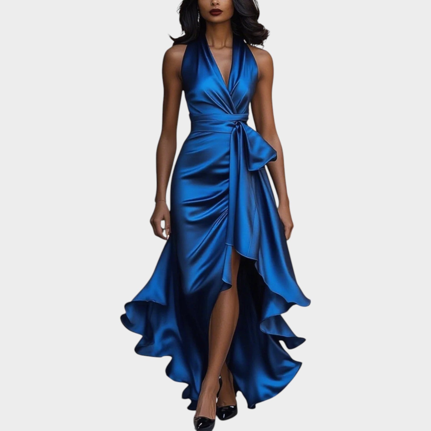 Elegant Halter Wrap Maxi Dress