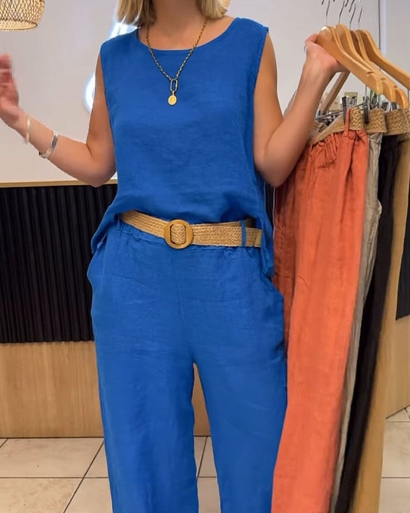 Sienna | Women's Sleeveless Top & Wide Leg Pants 2-Piece Set