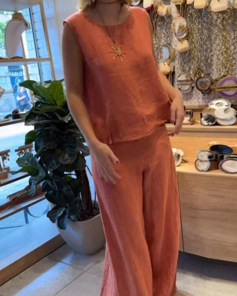 Sienna | Women's Sleeveless Top & Wide Leg Pants 2-Piece Set