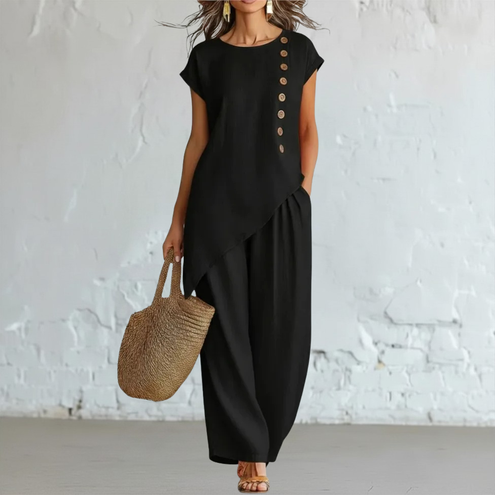 Relaxed Button-Detail Two-Piece Set