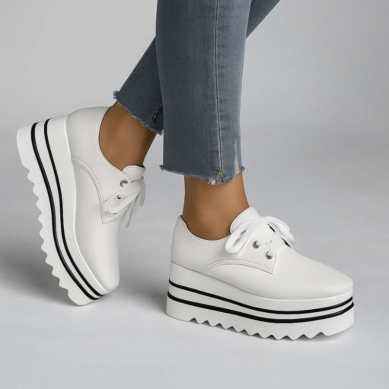 Petra | Women's Lace-Up Wedge Sneakers with Platform Oxford Design